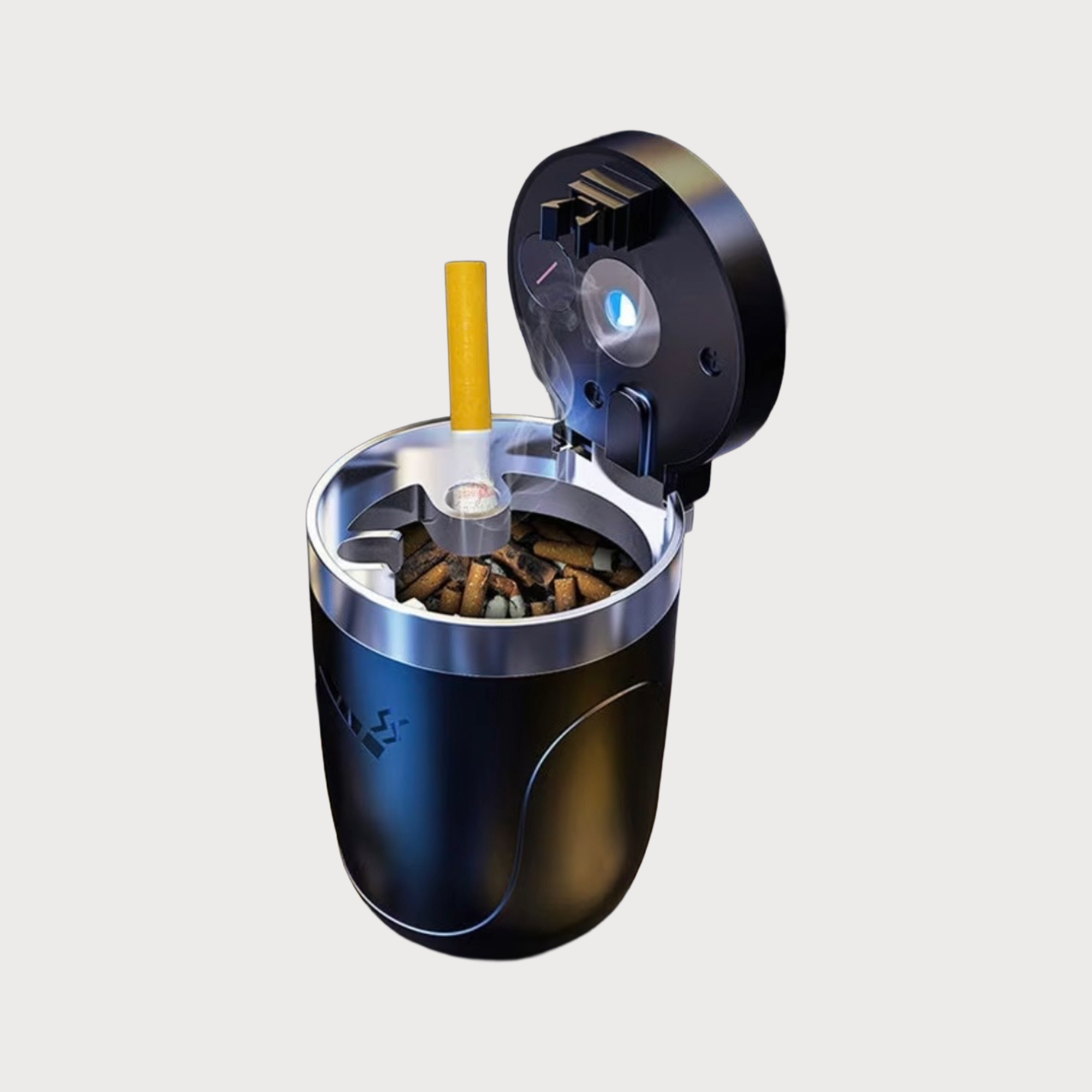 Cendrier Voiture LED Grande Capacité – Bouton Poussoir