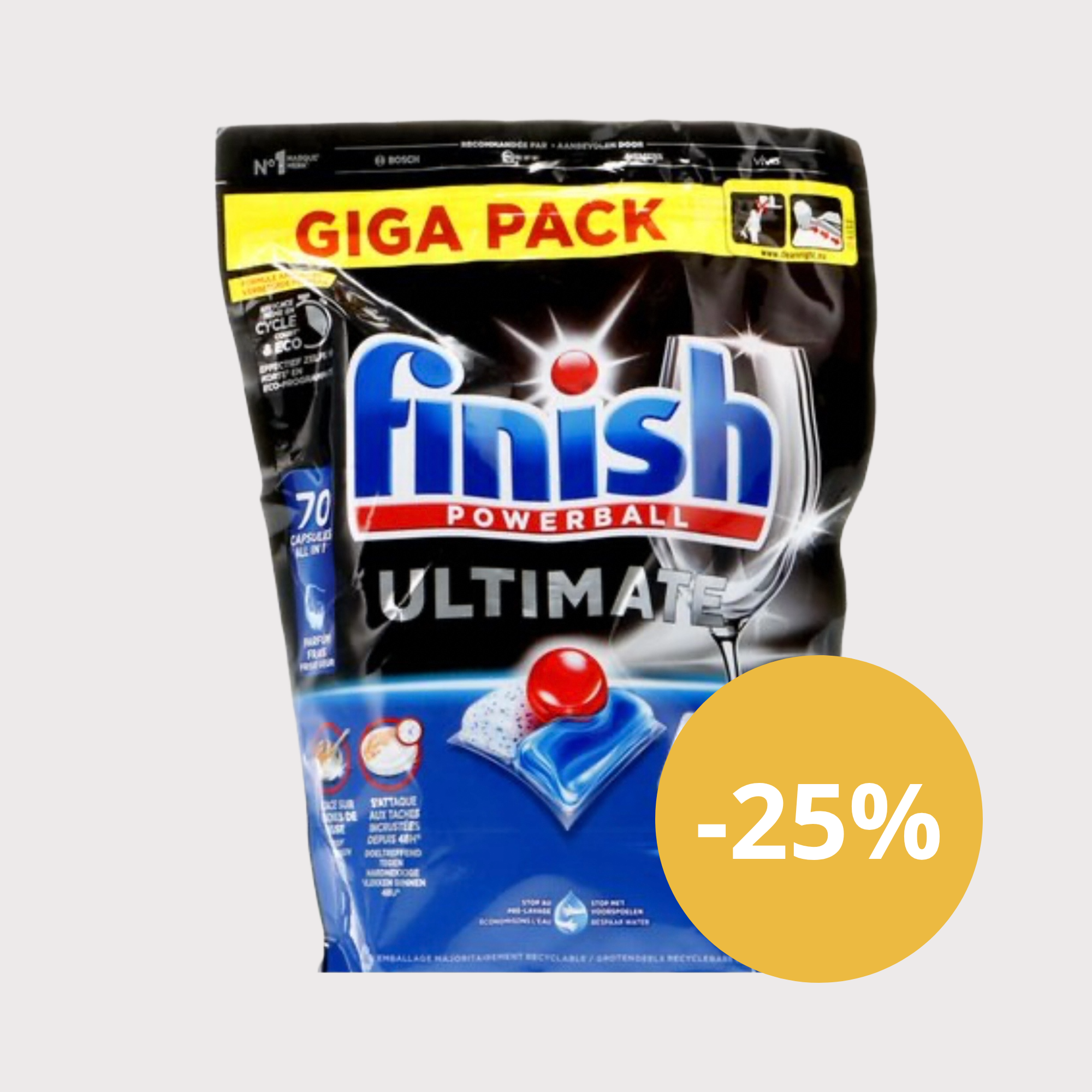 Tablettes Lave-Vaisselle FINISH ULTIMATE – 70 Pièces