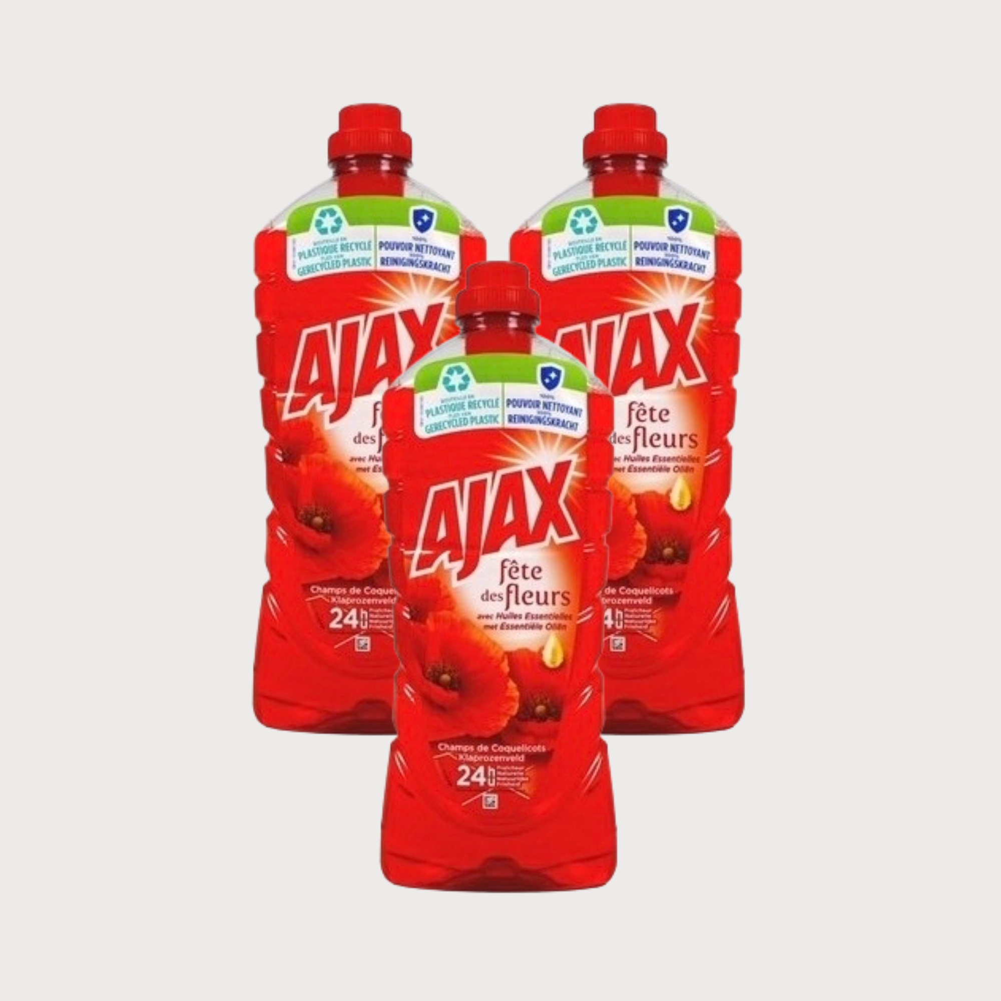 Nettoyant Sols AJAX Fête des Fleurs Coquelicots 1,25L – Pack de 3