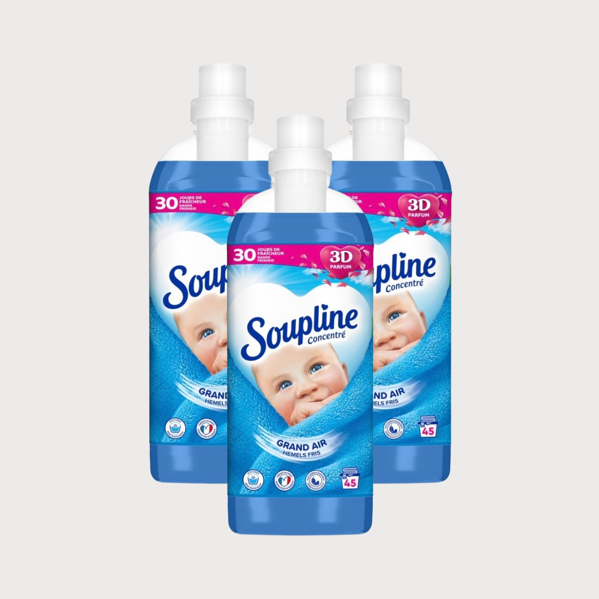 Adoucissant SOUPLINE Grand Air Original 1L – Pack de 3