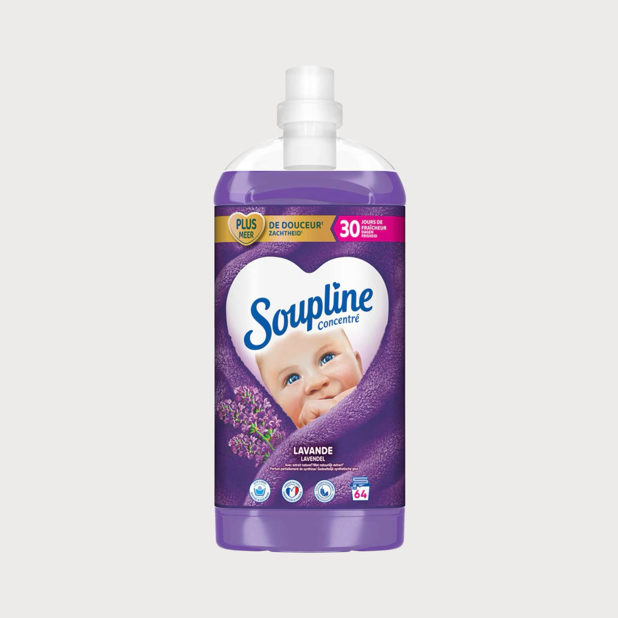Adoucissant Concentré SOUPLINE Lavande 64 Lavages – 1,35L