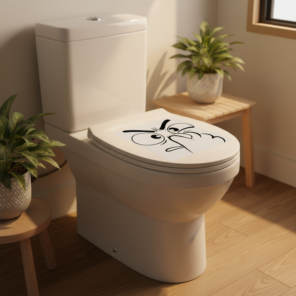Autocollant WC Humoristique | Déco Toilettes Originale 20x20cm
